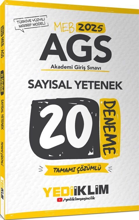 Yediiklim  2025 MEB AGS Sayısal Yetenek Tamamı Çözümlü 20 Deneme