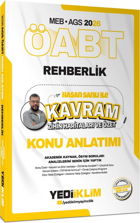 Yediiklim Yayınları 2026 MEB AGS ÖABT Hasan Sanlı İle Rehberlik Kavram Zihin Haritaları Ve Özet Konu Anlatımı