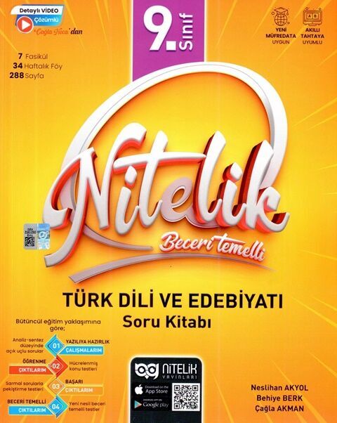 Nitelik Yayınları 9. Sınıf Türk Dili ve Edebiyatı Nitelik Beceri Temelli Soru Kitabı
