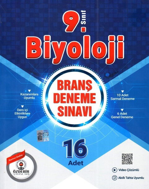 Özdebir Yayınları 9. Sınıf Biyoloji Branş Deneme Sınavı