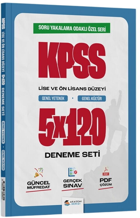Akademi Denizi KPSS Lise Önlisans Genel Kültür Genel Yetenek 5 x 120 Deneme Seti