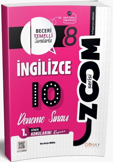 Günay Yayınları 8. Sınıf İngilizce 1. Dönem 10 lu Zoom Serisi Deneme Sınavı