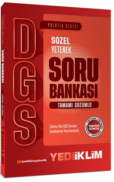 Yediiklim Yayınları 2027 DGS Prestij Serisi Sözel Yetenek Tamamı Çözümlü Soru Bankası