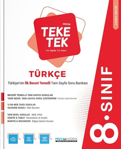 Pruva Akademi 8. Sınıf Türkçe Teke Tek Soru Bankası