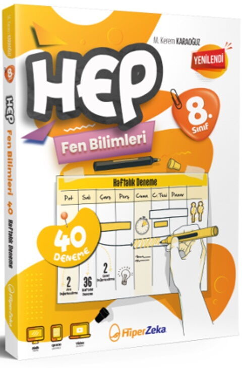 Hiper Zeka Yayınları 8. Sınıf Hep Fen Bilimleri 40 Haftalık Deneme