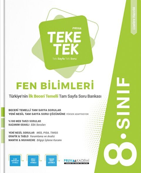 Pruva Akademi 8. Sınıf Fen Bilimleri Teke Tek Soru Bankası