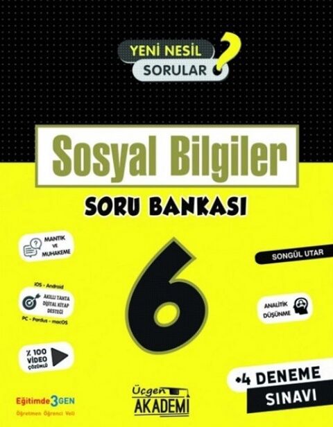 Üçgen Yayıncılık 6. Sınıf Sosyal Bilgiler Soru Bankası 4 Adet Deneme Sınavı