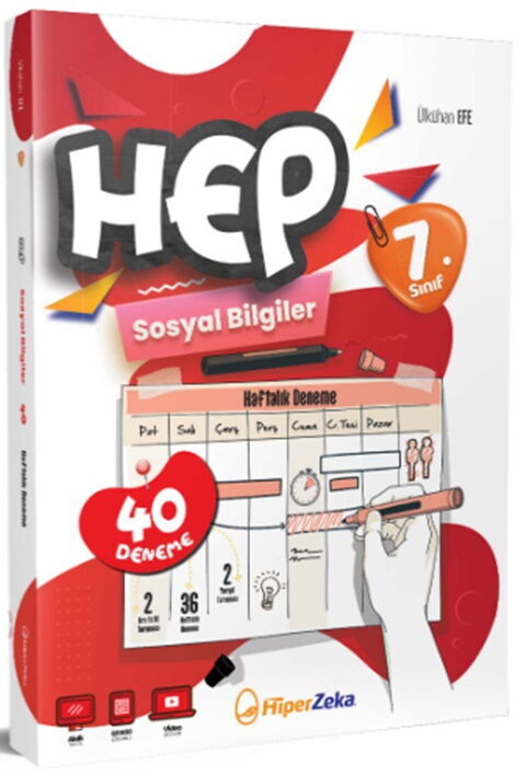 Hiper Zeka Yayınları 7. Sınıf Hep Sosyal Bilgiler 40 Haftalık Deneme