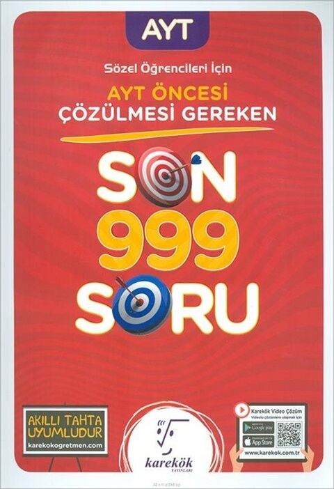 Karekök Yayınları AYT Öncesi Çözülmesi Gereken Sözel Son 999 Soru