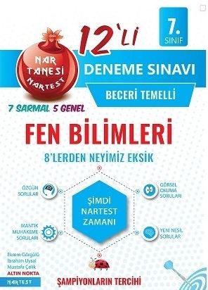Nartest Yayınları 7. Sınıf Fen Bilimleri Nar Tanesi 12 li Deneme Sınavı