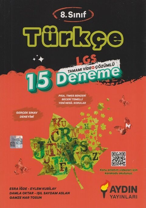 Aydın Yayınları 8. Sınıf LGS Türkçe 15 Deneme