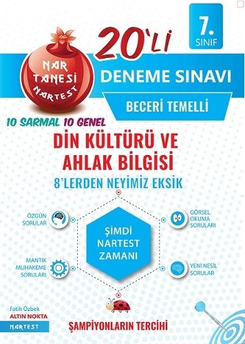 Nartest Yayınları 7. Sınıf Din Kültürü ve Ahlak Bilgisi Nar Tanesi 20 li Deneme Sınavı