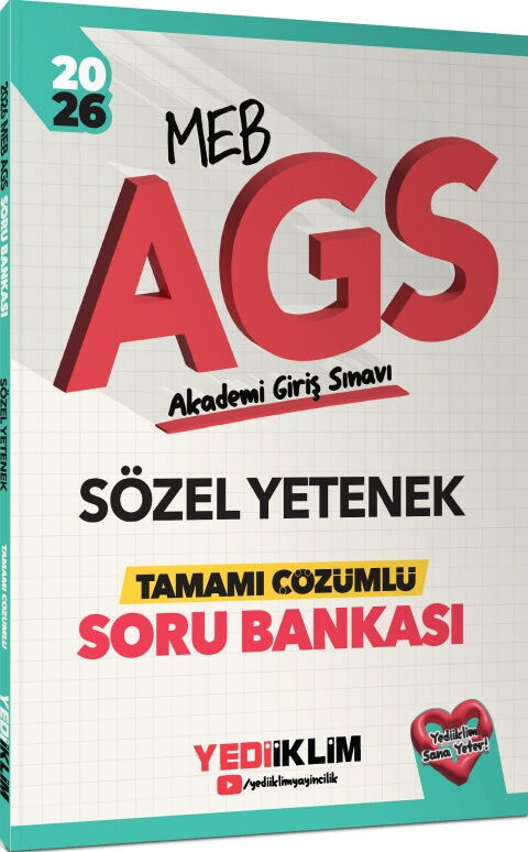 Yediiklim  2026 MEB AGS Sözel Yetenek Tamamı Çözümlü Soru Bankası