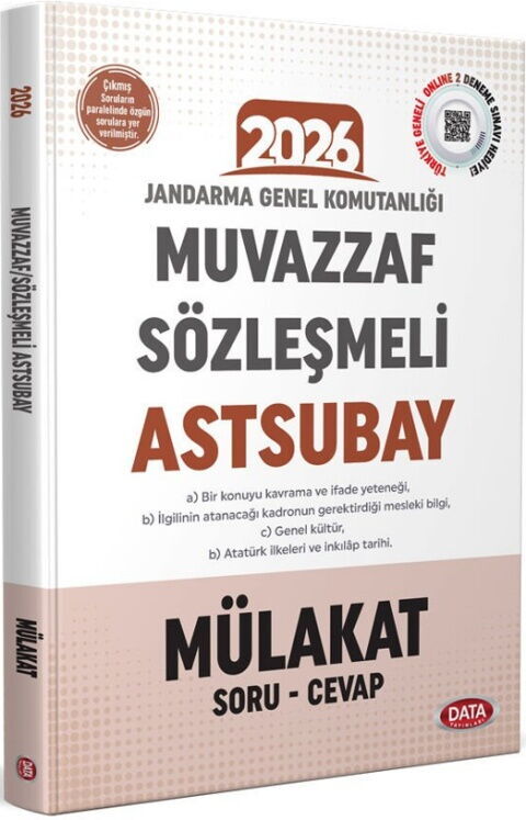 Data Yayınları 2026 Jandarma Genel Komutanlığı Muvazzaf Sözleşmeli Astsubay Mülakat Sınavı Soru Cevap
