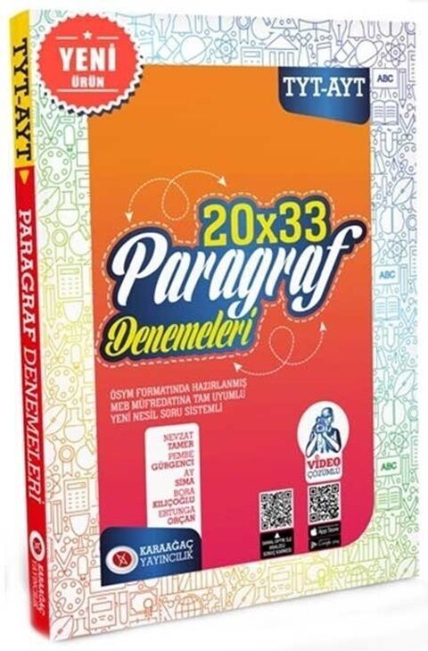 Karaağaç Yayınları TYT AYT Paragraf 20x33 Denemeleri