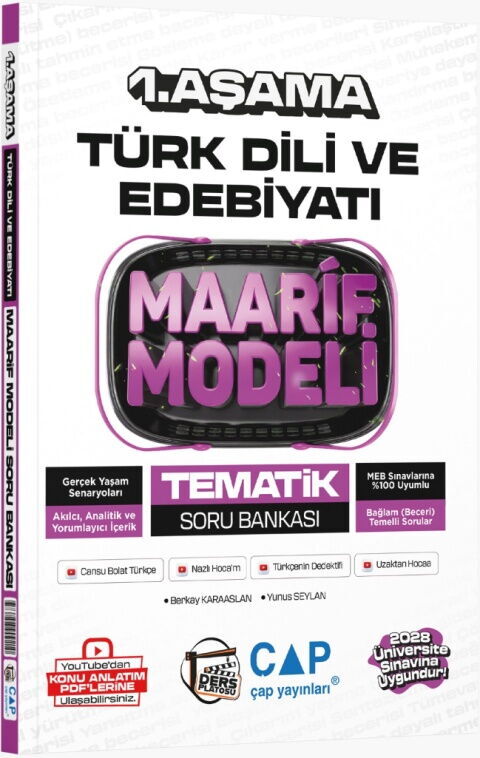 Çap Yayınları Üniversiteye Hazırlık Türk Dili ve Edebiyatı Ders Platosu Maarif Modeli Tematik Soru Bankası 1. Aşama
