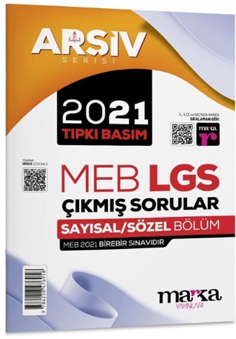 Marka Yayınları 8. Sınıf Arşiv Serisi LGS 2021 Çıkmış Sorular Çözümlü Tıpkı Basım