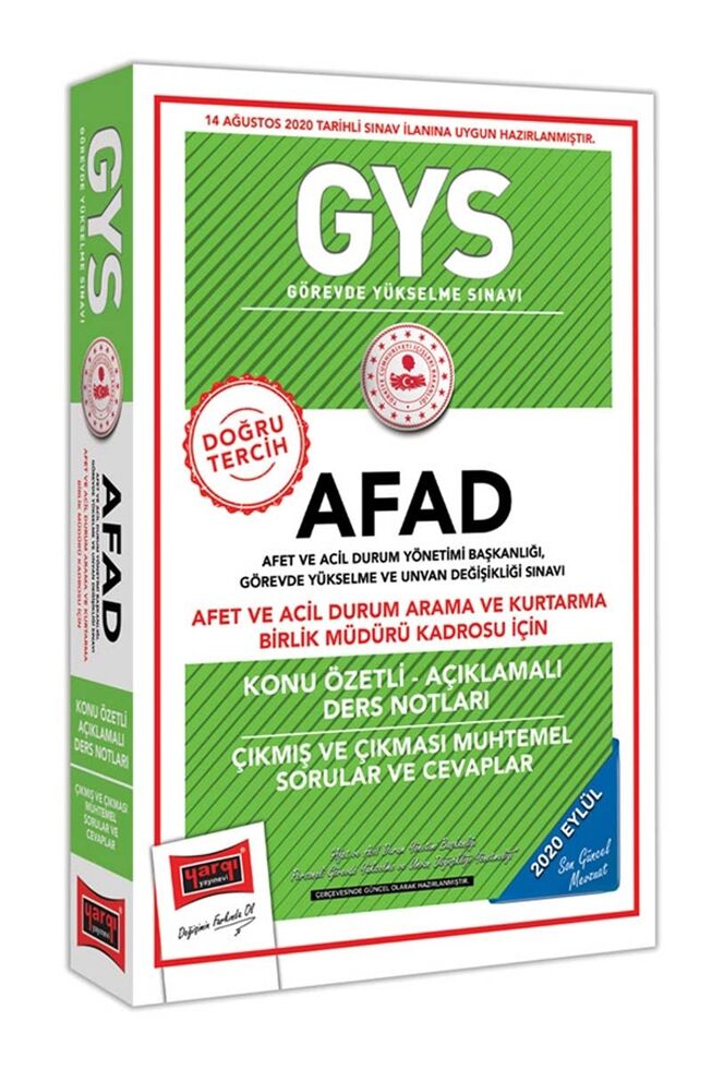 Yargı Yayınları GYS AFAD Afet ve Acil Durum Arama ve Kurtarma Birlik Müdürü Kadrosu İçin Konu Özetli Çıkmış ve Çıkması Muhtemel