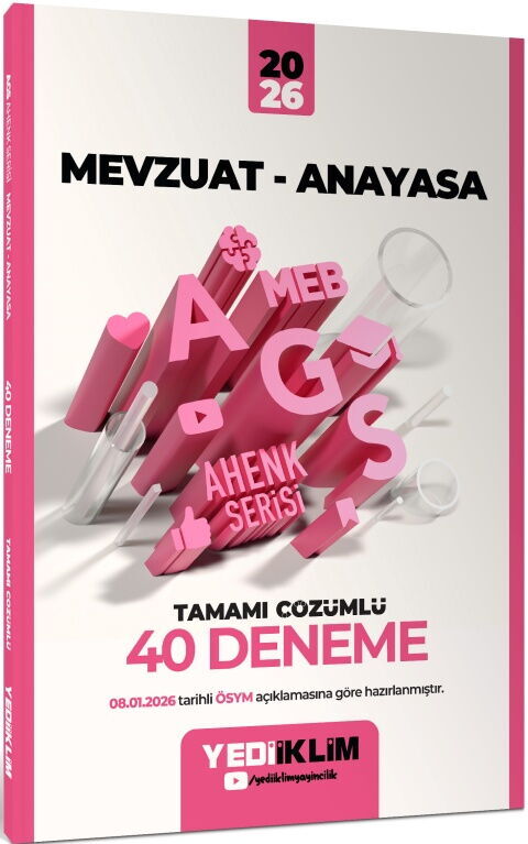 Yediiklim Yayınları 2026 MEB AGS Ahenk Mevzuat Anayasa Tamamı Çözümlü 40 Deneme
