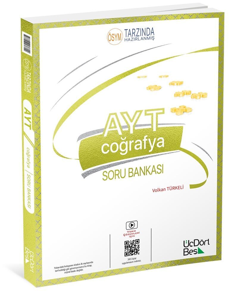 ÜçDörtBeş Yayınları AYT Coğrafya Soru Bankası