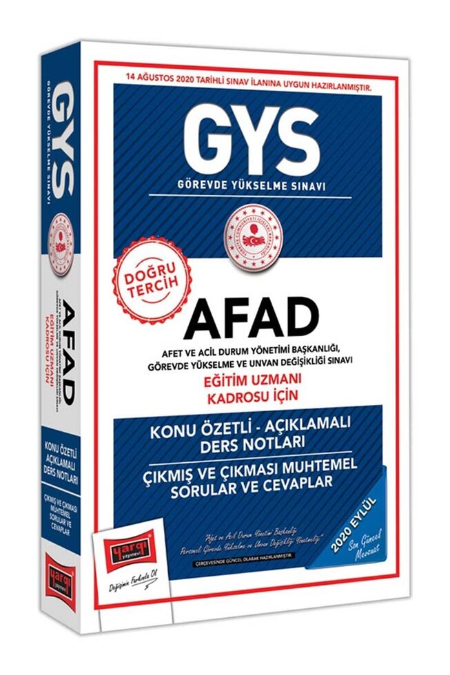 Yargı Yayınları GYS AFAD Eğitim Uzmanı Kadrosu İçin Konu Özetli Çıkmış ve Çıkması Muhtemel Sorular