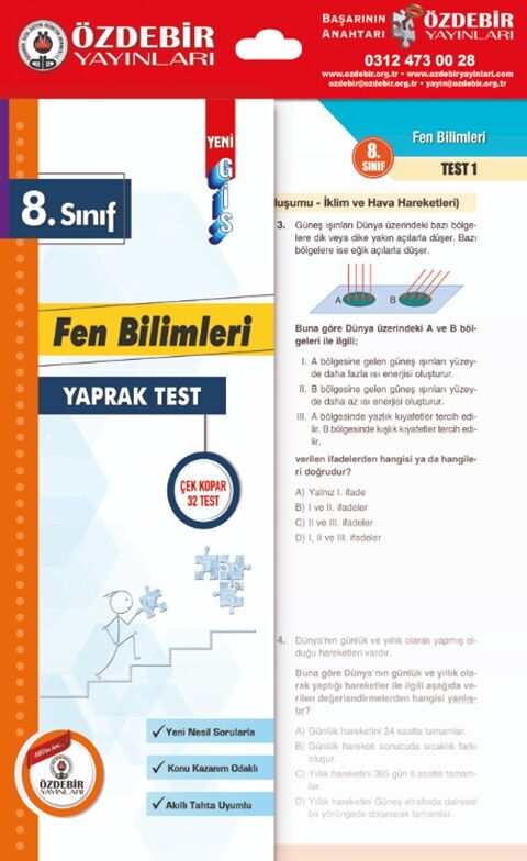 Özdebir Yayınları 8. Sınıf Fen ve Teknoloji Yaprak Test