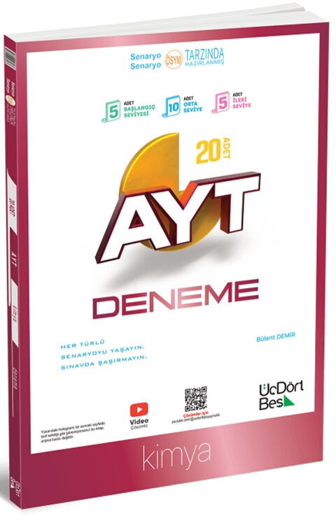 ÜçDörtBeş Yayınları AYT Kimya 20 Deneme