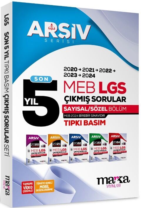 Marka Yayınları 8. Sınıf LGS Son 5 Yıl ARŞİV Serisi Tıpkı Basım Fasikül Fasikül Çıkmış Sorular Tamamı Video Çözümlü