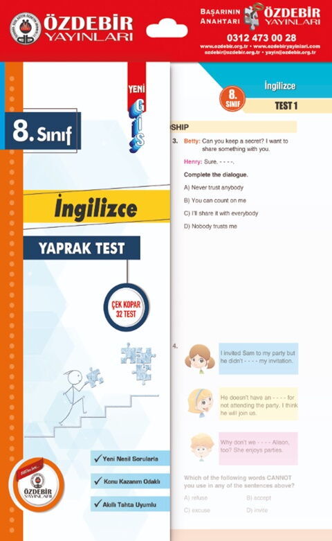 Özdebir Yayınları 8. Sınıf İngilizce Yaprak Test