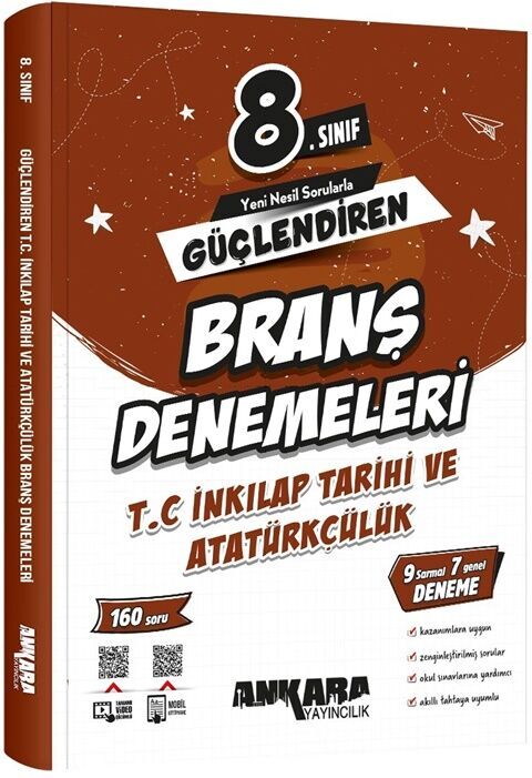 Ankara Yayıncılık 8. Sınıf T.C. İnkılap Tarihi ve Atatürkçülük Güçlendiren Branş Denemeleri