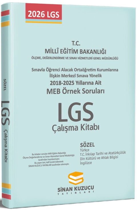 Sinan Kuzucu 8. Sınıf LGS MEB Örnek Soruları Sözel Çalışma Kitabı
