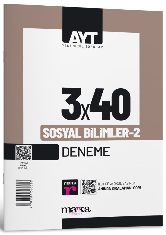 Marka Yayınları AYT Sosyal Bilimler 2 3x40 Tamamı Video Çözümlü Deneme
