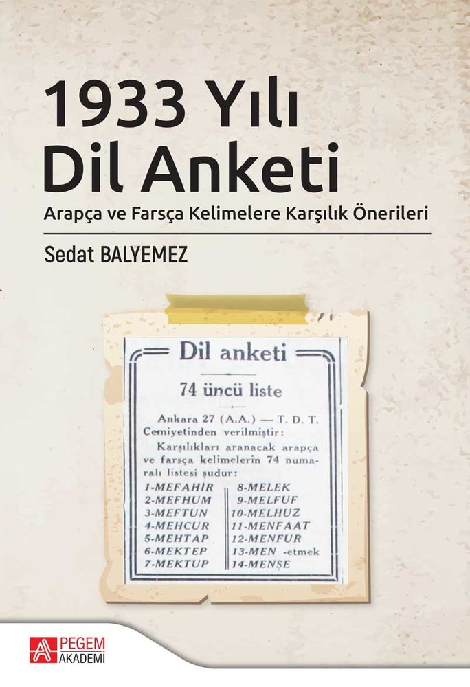 Pegem Akademi 1933 Yılı Dil Anketi