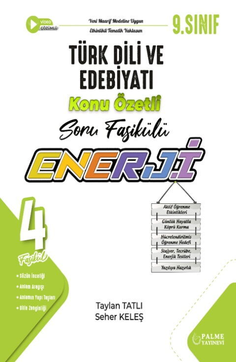 Palme Yayınları 9. Sınıf Türk Dili ve Edebiyatı Enerji Konu Özetli Soru Fasikülleri