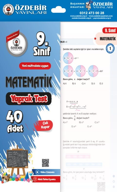 Özdebir Yayınları 9. Sınıf Matematik Yaprak Test