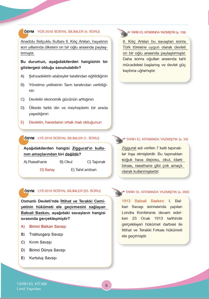 Limit Yayınları TYT AYT Tarih El Kitabı,Kitapİşler - İşler Kitabevleri