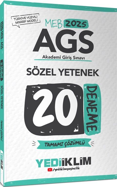 Yediiklim  2025 MEB AGS Sözel Yetenek Tamamı Çözümlü 20 Deneme