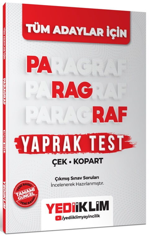 Yediiklim Yayınları Tüm Adaylar İçin Paragraf Çek Kopart Yaprak Test