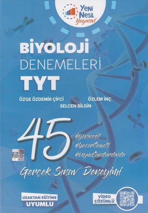 Yeni Nesil Yayınları TYT Biyoloji 45 Deneme Sınavı