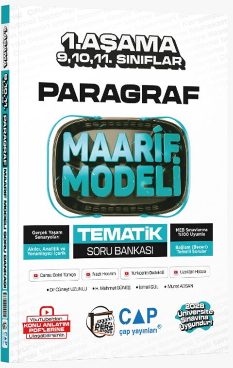 Çap Yayınları Üniversiteye Hazırlık Paragraf Ders Platosu Maarif Modeli Tematik Soru Bankası 1. Aşama