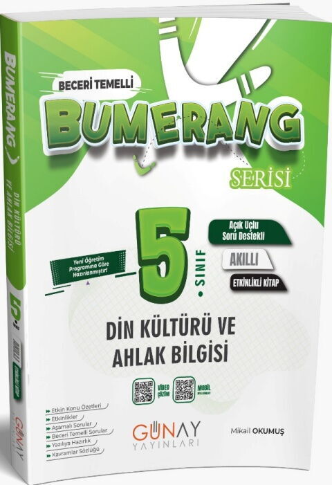 Günay Yayınları 5. Sınıf Din Kültürü ve Ahlak Bilgisi Bumerang Etkinlikli Akıllı Defter Kitap