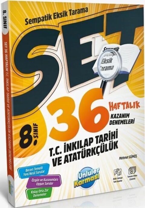 Ünlüler Yayınları 8. Sınıf T.C İnkılap Tarihi ve Atatürkçülük SET 36 Haftalık Kazanım Denemeleri