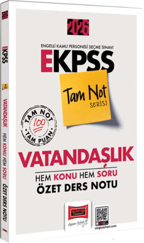 Yargı Yayınları 2026 E KPSS Tam Not Serisi Vatandaşlık Hem Konu Hem Soru Özet Ders Notu