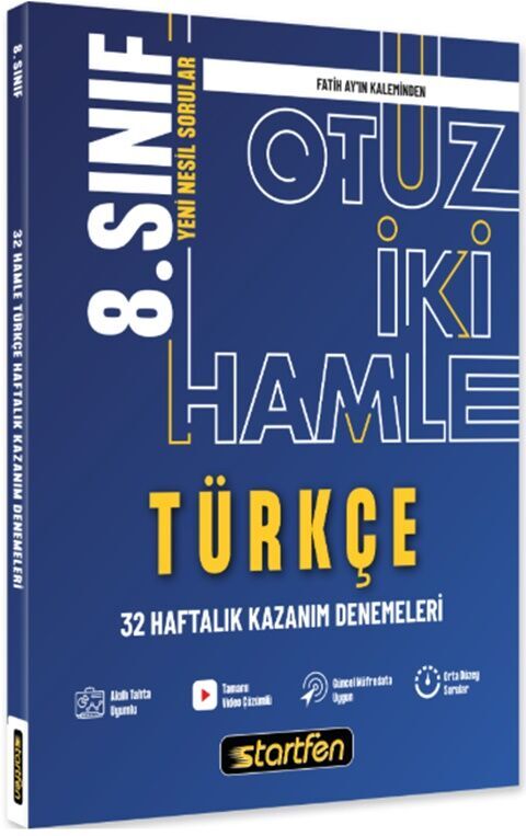 Startfen Yayınları 8. Sınıf Türkçe 32 Hamle Kazanım Denemeleri