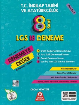  Örnek Akademi 8. Sınıf LGS T.C. İnkılap Tarihi ve Atatürkçülük Denemeye Değer 18 Deneme