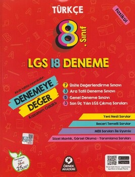  Örnek Akademi 8. Sınıf LGS Türkçe Denemeye Değer 18 Deneme