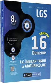  Pegem Yayınları 8. Sınıf LGS T.C. İnkilap Tarihi ve Atatürkçülük Sarmal 16 Deneme