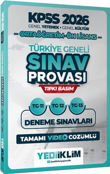 Yediiklim 2026 KPSS Ortaöğretim Ön Lisans GY GK Türkiye Geneli Sınav Provası Tıpkı Basım 11-12-13 Deneme