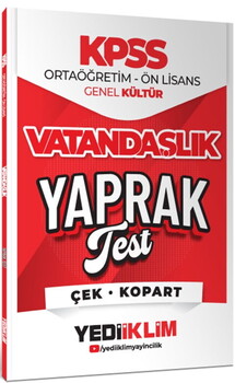 Yediiklim  KPSS Ortaöğretim Ön Lisans Vatandaşlık Çek Kopart Yaprak Test