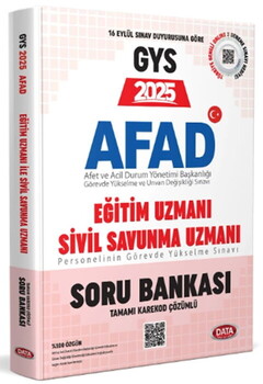  Data Yayınları 2025 GYS AFAD Eğitim Uzmanı Sivil Savunma Uzmanı Soru Bankası